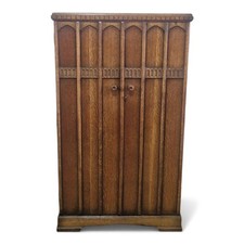 Gothic Carved Oak Wardrobe – Small Antique Double Door Wardrobe