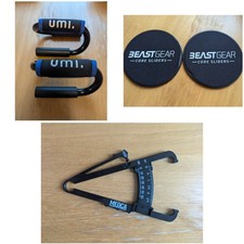 Exercise Workout Press up Support bars, Core Slider, Body Fat Caliper Bundle