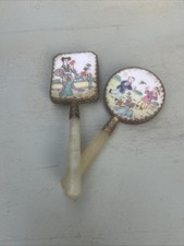 Vintage Chinese/Japanese Hand Painted Porcelain Small Mirrors Size 13 And 14cm
