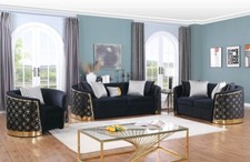 NEW 3PC Black Gold Sofa