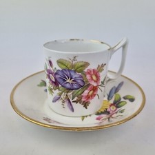Antique 19thC Derby Coffee Can Cup And Saucer Painted With Flowers #6