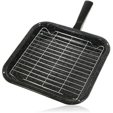 Small Oven Grill Pan & Rack for ZANUSSI Cooker Square Single Handled Enamelled