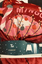 BNWT TU Christmas Pyjamas Velour  Size Large Elasticated Full Length Flamingo