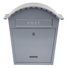EMtronics Wall Mountable Post Box Painted Steel, Weather Resistant Dark Grey