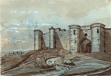 Scarborough Castle 1862 Antique Watercolour Painting - 19th Century