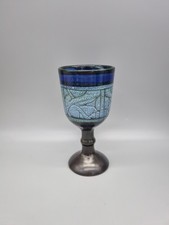 A Large Vintage Celtic Pottery Newlyn Cornwall Goblet / Chalice / Wine Cup.