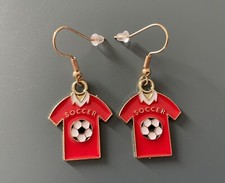 England Football Team Red Shirt Metal Enamelled Dangle Earrings New In Pouch