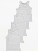 5 Girls White Vest School Vests Tops Underwear 100% Cotton Age 1-15 Year