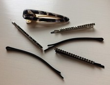 Set Of 6 Hair Accessories Clips Grips Slides Tortoise Shell Resin Diamanté