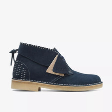 Clarks Originals Ladies DESERT BOOT Navy Sashiko Suede Boots