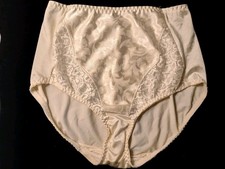 Vintage Playtex Shapewear Ivory Floral Satin Second Skin Hi-Cut Panties XL EUC 