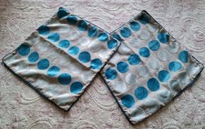 Blue and Beige X2 Cushion Covers 40x40 Cm Home Decor Sheen Back, Dots