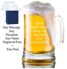 Personalised Engraved Beer Glass Tankard FREE Gift Engraving Any Occasion Gifts