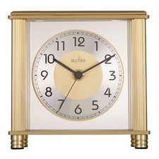 Acctim Hampden Mantel Clock Quartz Metal & Glass Floating Effect Brass Effect