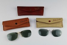 2 x Vintage 1960s/70s? Polaroid Clip-On Sunglasses with Original Leather Cases