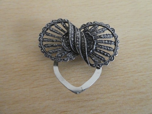 Vintage marcasite bow scarf - marcasite,