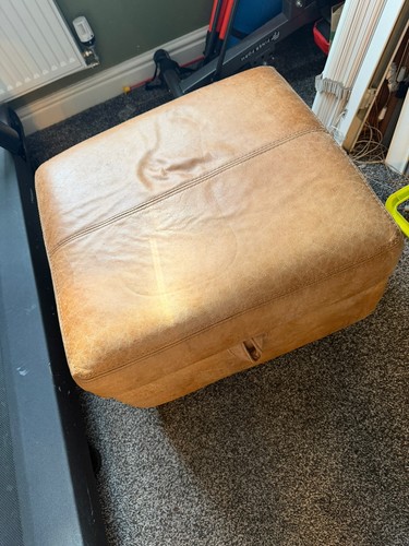 Dfs brown leather footstool - leather,