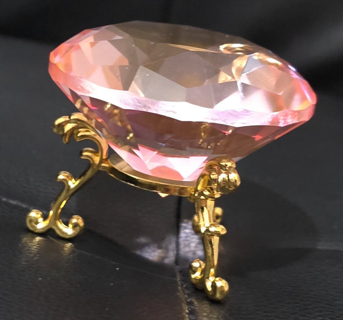 Faceted pink glass paperweight - pink,