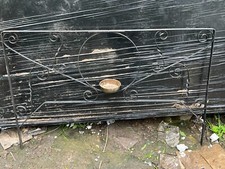 VINTAGE WROUGHT IRON SINGLE BEDHEAD HEADBOARD BLACK WITH CANDLEHOLDER