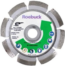 105 x 16mm CUTTING DISC Diamond Standard ROEBUCK Concrete Medium Hard Materials