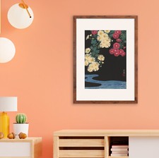 Japanese Art Chrysanthemums Flowers Framed Frame Mounted Ukiyo-e Wall Decor Cute