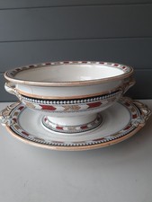 Vintage 1800s Antique Minton Van Dyke Tureen & Large Platter Serving Dish