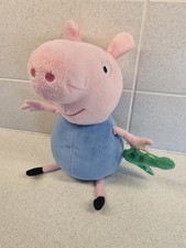 George Pig Plush with Dinosaur, Peppa Pig, Soft Toy 20cm, Excellent Condition