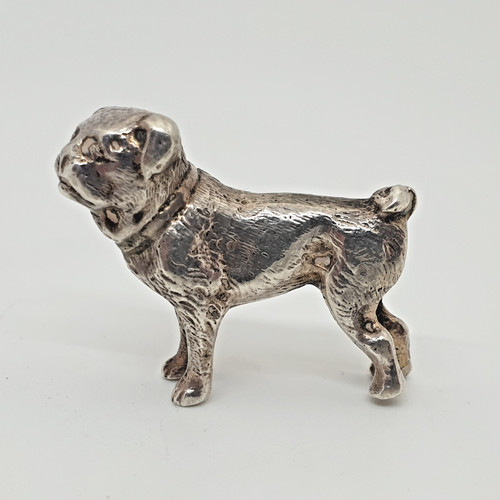 Sterling silver pug dog - silver,
