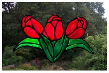 Group of 3 Tulips Stained Glass Effect Window Cling