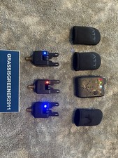 Gardner ATTs Bite Alarms x 3 red & blue with isotopes and neoprene covers