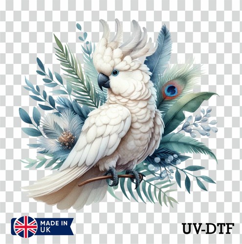 White cockatoo dtf sticker - cockatoo, uv