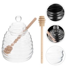  Honey Pot and Spoon Glass Jar Simple Design High Borosilicate Stirring Rod