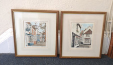 Two framed Glyn Martin prints of Lymington:Quay Hill & Quay st.
