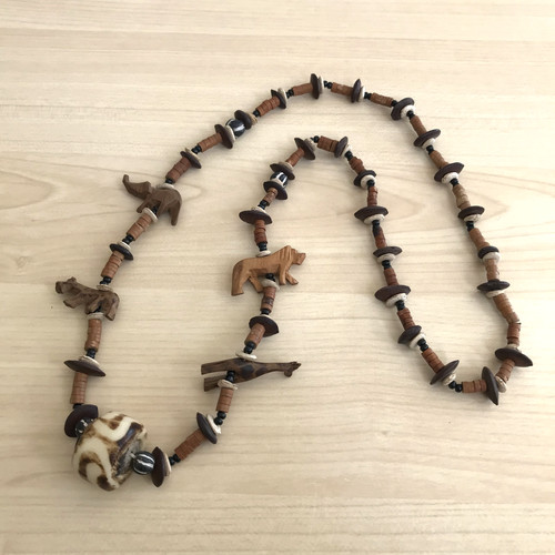 Tribal necklace wooden carved - tribal,