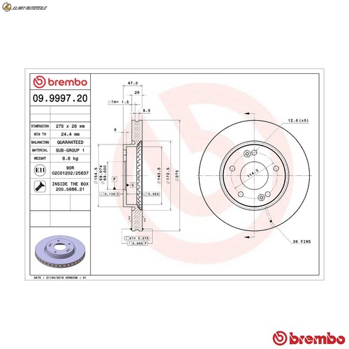 Brake discs 9997 - discs, 09.9997.20