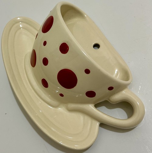 White ceramic red polka dot - ceramic,