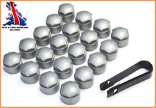 FOR AUDI A2 A6 A7 A8 TT Q3 Q5 17mm WHEEL NUT COVERS LOCKING BOLT CAPS ALLOY GREY