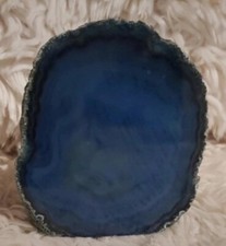 Deep Blue Agate Polished Crystal Quartz Geode Natural Stone Bookends