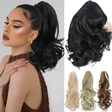 Real Ponytail Claw Clip in As Human Hair Extension Pony Tail Thick Hairpiece 12"