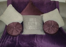 AUBERGINE AND GREY CUSHION AND THROW COLLECTION
