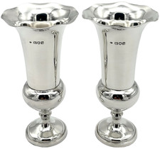 Antique Silver Pair of Trumpet Table Vases by William Comyns - 1910 – 15.5cm