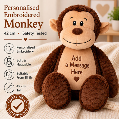 Personalised monkey teddy - personalised,