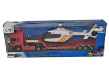 Gearbox Red Scania Flatbed Hauler With Helicopter red 44248 Boxed lorry Model