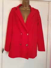 Ladies  Red Jacket/blazer Size 8 Double Breasted Red Boohoo Wedding Bx2