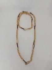 Necklace/Choker Vintage High Quality Gold Plated w. Enamel Navy Blue Chain France