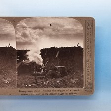 WW1 Military Stereoview 3D C1916 Real Photo Seaforth Highlanders Mortar Shell