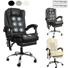 Ergonomic Massage Office Gaming Chair Adjustable Lumbar Support Footrest Swivel