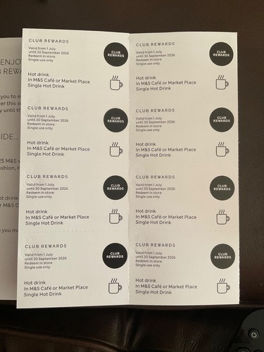 Hot drinks vouchers or - m&s,
