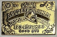 VINTAGE BRONZE OUIJA BOARD MOVABLE PLANCHETTE BADGE BROOCH JEWELLERY HALLOWEEN