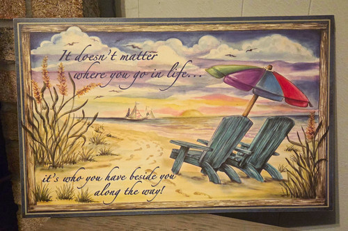 Framed wood beach wall - framed,